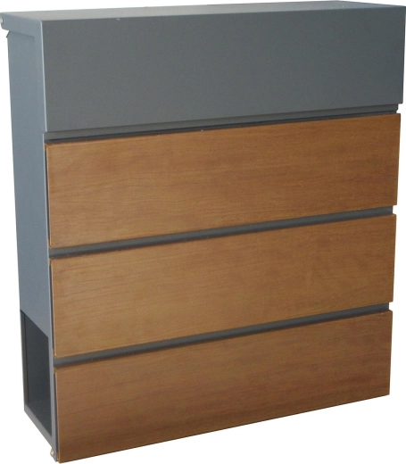 Cutie poștală cu decor de lemn, antracit 370 × 410 × 130 mm