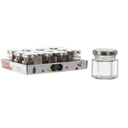 Borcan hexagonal 30 ml cu capac metalic