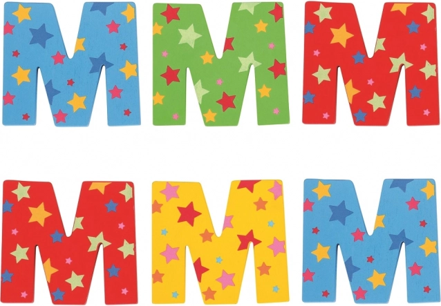 Litera de lemn colorată Stea M