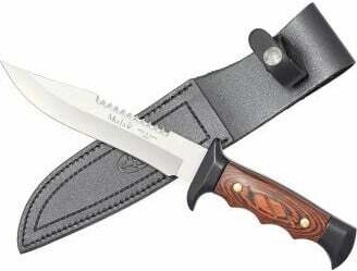 Cuțit de vânătoare Muela 15,5 cm, negru, lemn Pakka, toc din piele