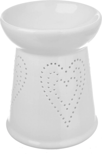 Lampă aromaterapie din porțelan alb cu inimă