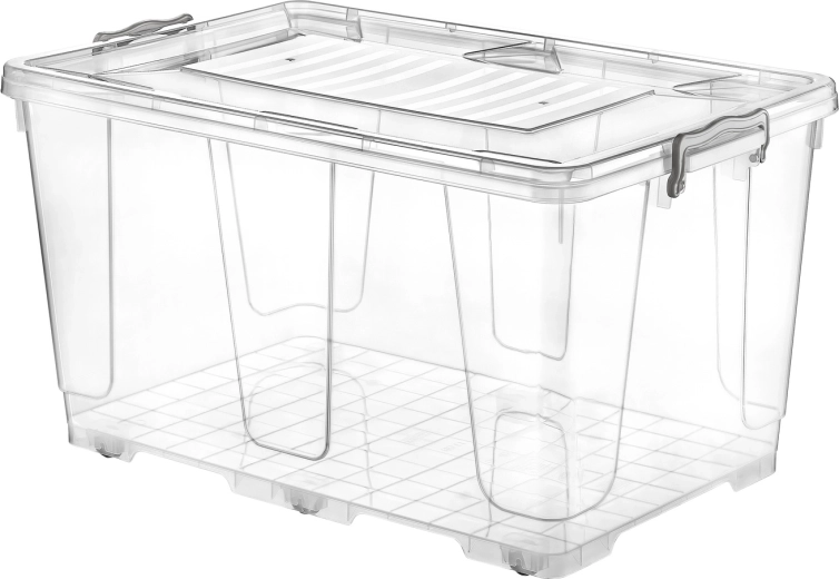 Cutie de depozitare cu roți 80 l transparentă