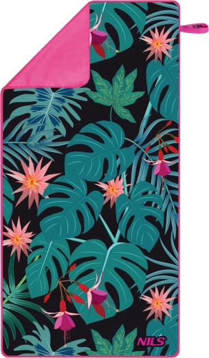 Prosop din microfibră cu uscare rapidă NILS Camp, model tropical, 160 × 80 cm
