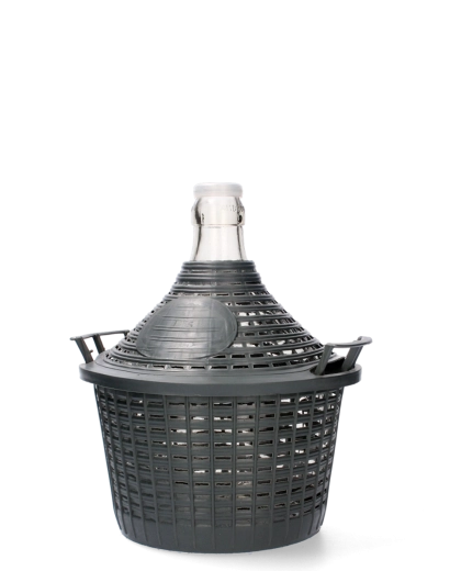 Damigeană de sticlă 5 l cu gât îngust și coș din plastic
