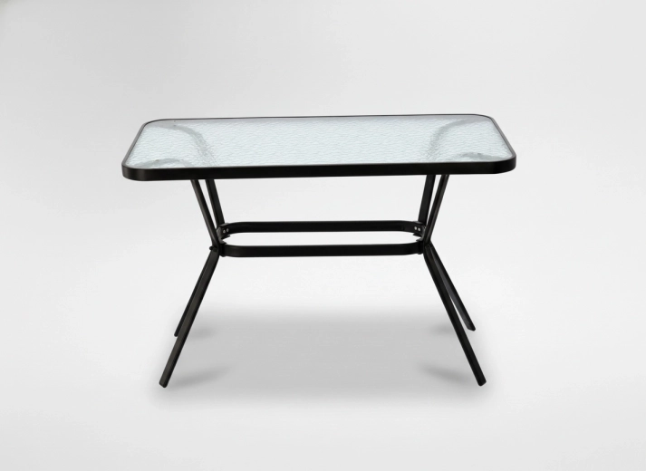 Masă de grădină dreptunghiulară cu blat din sticlă 110 × 60 × 70 cm