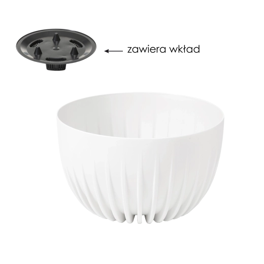 Bol din plastic pentru plante MIRA 24 cm alb cu inserție