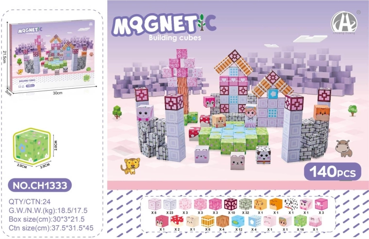 Cuburi magnetice 3D pentru copii 140 buc.