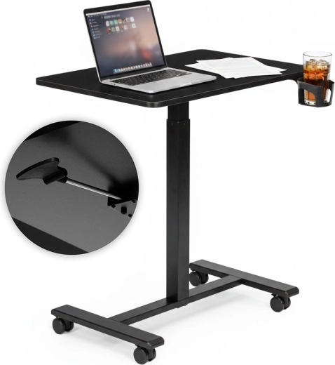 Măsuță mobilă pentru laptop ModernHome cu înălțime reglabilă 70 × 48 cm, neagră
