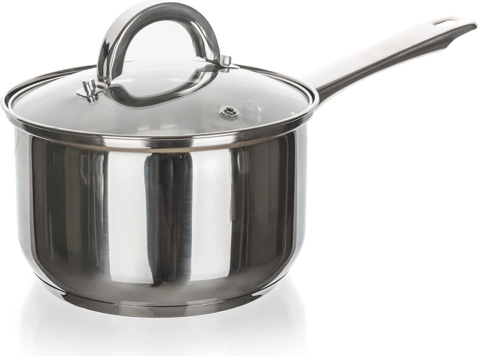 Cratiță din inox cu capac de sticlă 16 cm 1,9 l CUISINO