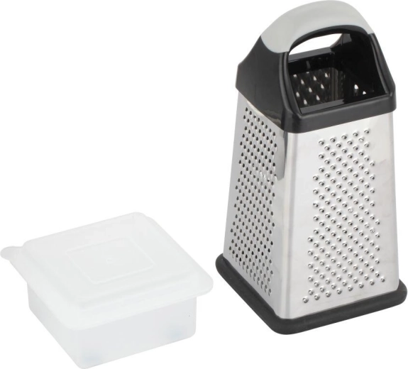 Răzătoare dreptunghiulară din oțel inoxidabil cu mâner din plastic și recipient