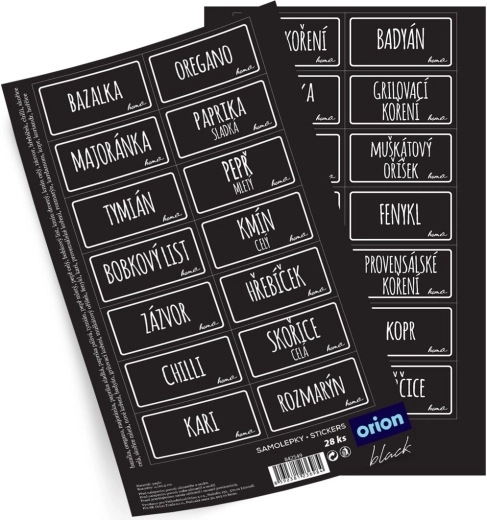 Etichete autoadezive pentru borcane Black, dreptunghi 28 buc. CZ
