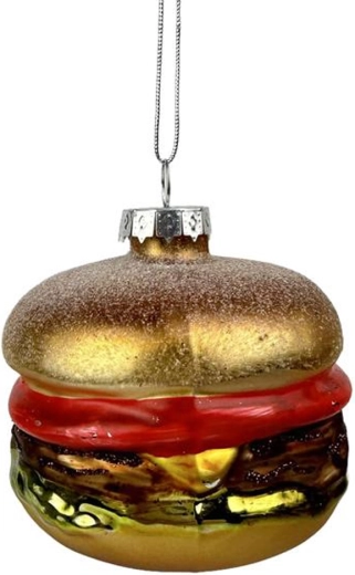 Glob de Crăciun din sticlă în formă de hamburger