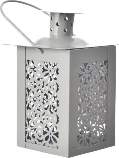 Felinar decorativ din metal gri, 12 cm