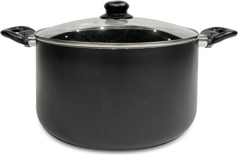 Oală cu capac de sticlă Kitchisimo Nero 24 cm, 5,5 l