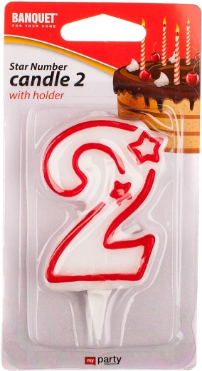 Lumânare aniversară numărul 2 MY PARTY 7 × 4,5 cm