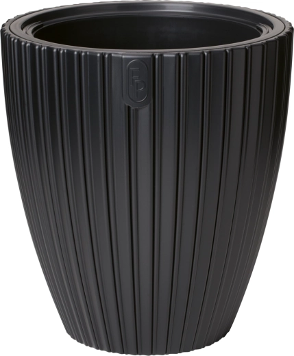 Ghiveci MIKA 40 cm – negru intens, finisaj mat cu insert