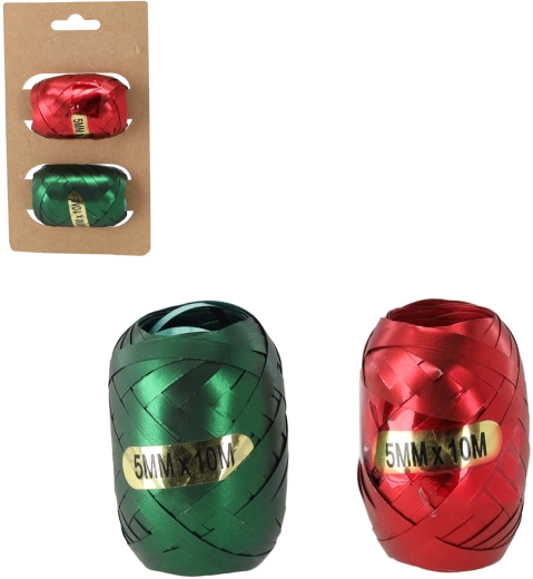 Set de panglici pentru cadouri 5 mm × 10 m – roșu și verde