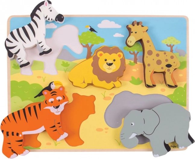 Puzzle de tip încadrare safari Bigjigs Toys