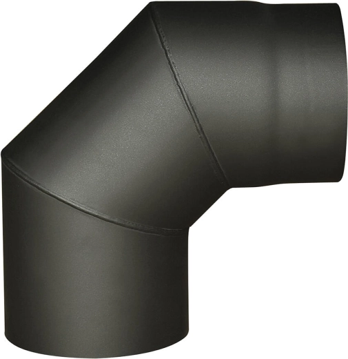 Cot de fum 125 mm, 90°, negru, grosime 1,5 mm