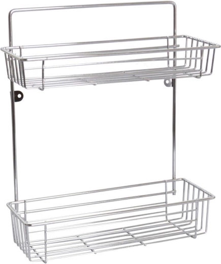Etajeră de baie cu două niveluri 28 × 14,5 × 37 cm crom