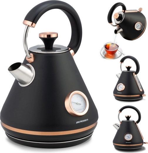 Fierbător electric cu termometru 1,7 l Berdsen, negru