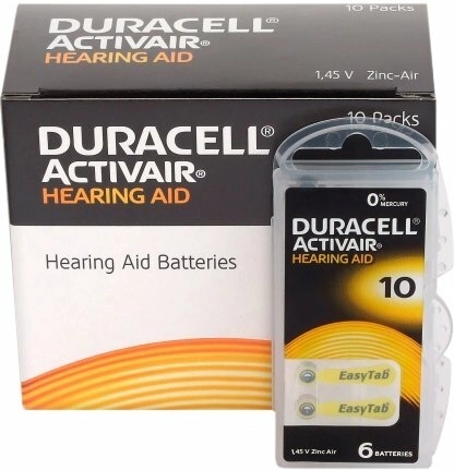 Baterii pentru aparate auditive DURACELL Activair 10, 6 buc