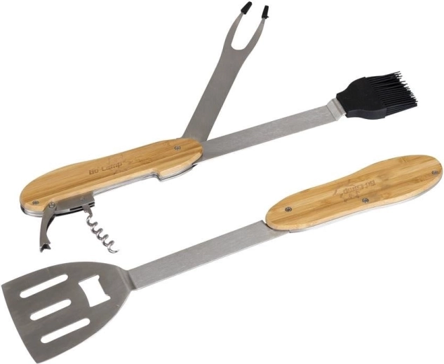 Set multifuncțional pentru grătar 5‑în‑1 din bambus și inox