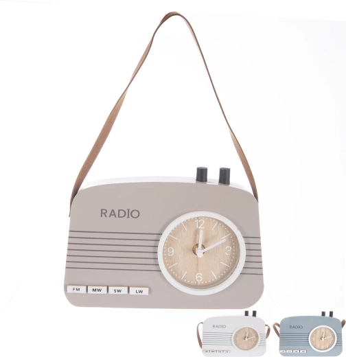 Ceas de masă decorativ în formă de radio (UH/lemn) 21 × 35 × 15 cm, 3 variante