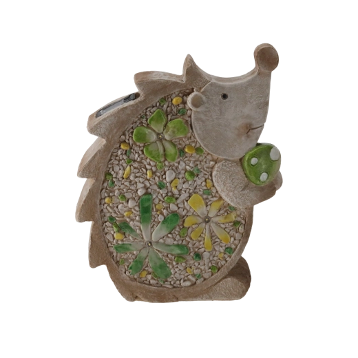 Figurină de grădină arici cu iluminare LED solară