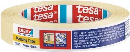 Bandă creponată de mascare 19 mm × 50 m galbenă Tesa