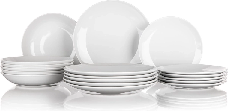 Set de masă din porțelan MARION, 18 piese, alb