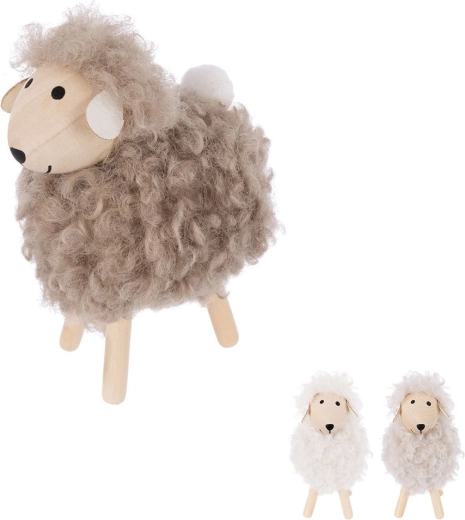 Oiiță decorativă din lemn și material textil 12,5 cm (variantă mix)