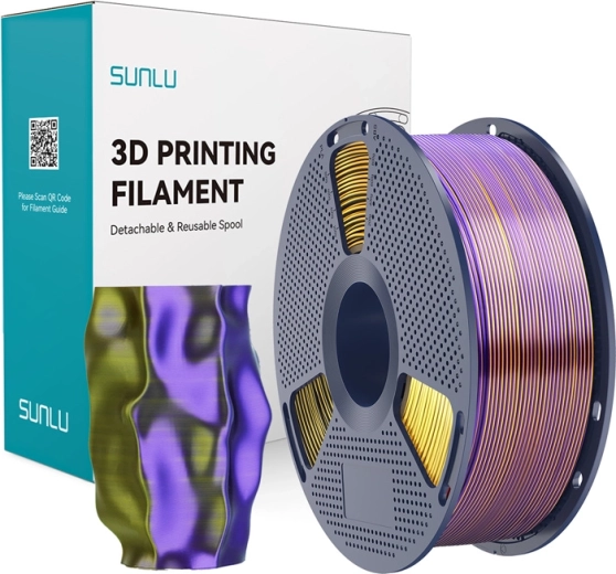 Filament Sunlu PLA+ Silk tricolor negru/auriu/mov