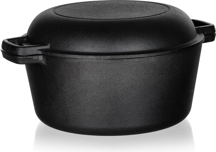 Oală din fontă cu capac Excellent 4,8 l + capac 1,8 l, negru