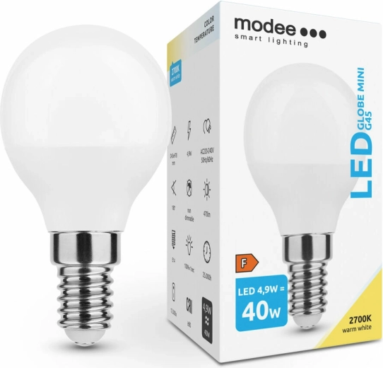 Modee Smart Lighting LED bec Globe Mini G45 4,9 W E14, 470 lm, alb cald