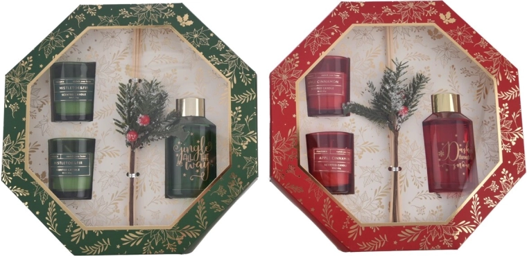 Set cadou de Crăciun: difuzor aromă și lumânări parfumate