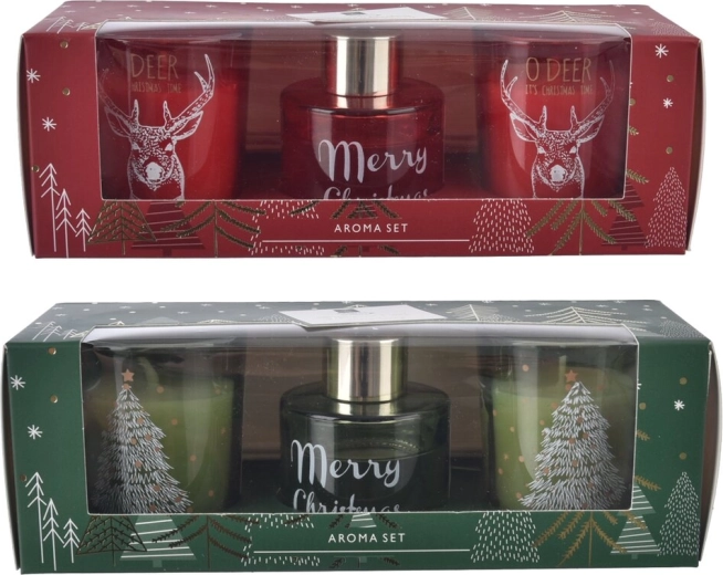 Set de Crăciun cu difuzor de aromă și lumânare 30 ml (2 variante)