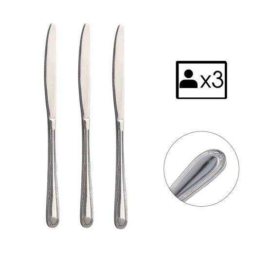 Set de 3 cuțite Natalia din oțel inoxidabil