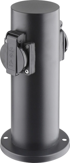 Stâlp electric de grădină Solight IP44 cu 2 prize, inox, negru - 1 bucată