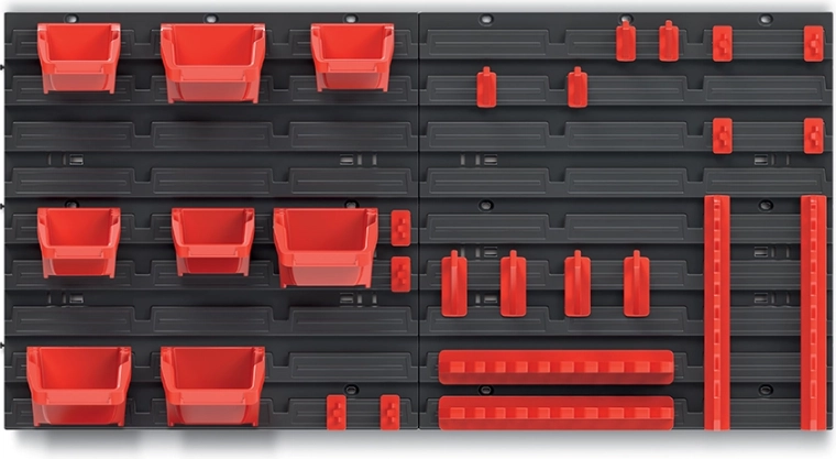 Panou suspendat pentru unelte cu 8 cutii și set de cârlige