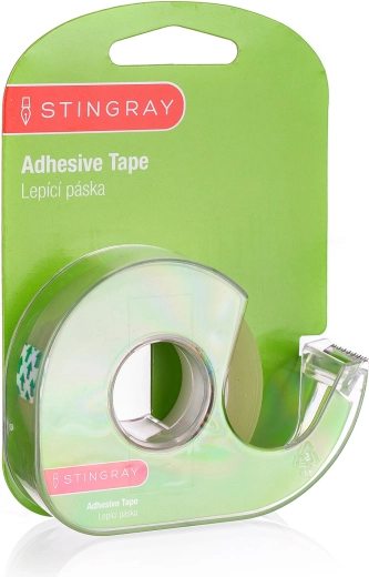 Bandă adezivă 18 mm × 33 m cu dispozitiv de derulare, transparentă