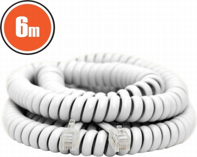 Cablu telefonic spiralat alb, 6 m