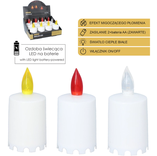 Lumânare LED 10,5 cm, mix de culori (12 buc. în pachet)