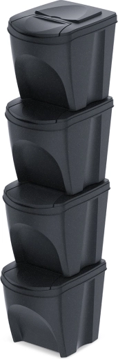 Set de coșuri de sortare Sortibox Eco Wood 4×25 l – antracit