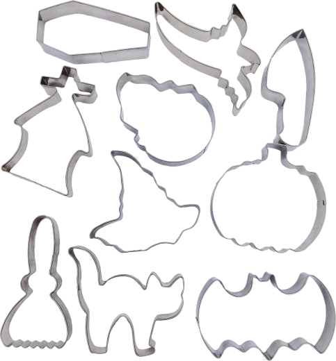 Set de forme de tăiat pentru Halloween din oțel inoxidabil, 10 buc (6–8 cm)