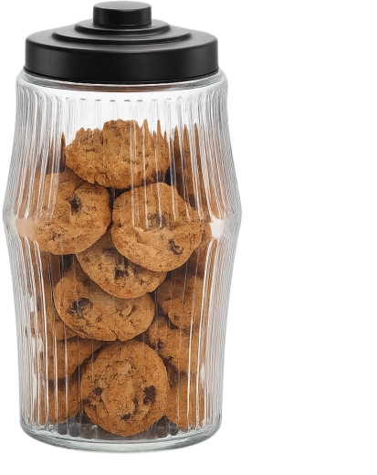 Borcan rotund 3,8 l cu striații și capac metalic