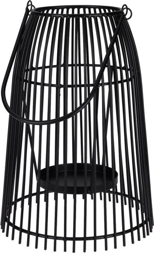 Sfeșnic metalic din sârmă pentru o lumânare, negru, 29 × 20 cm