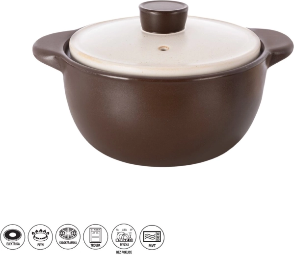 Oală ceramică termorezistentă cu capac 4,8 l