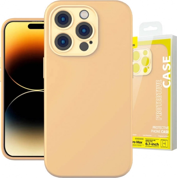 Baseus Liquid Silica Gel husă pentru iPhone 14 Pro Max + sticlă călită și set de curățare – Sunglow