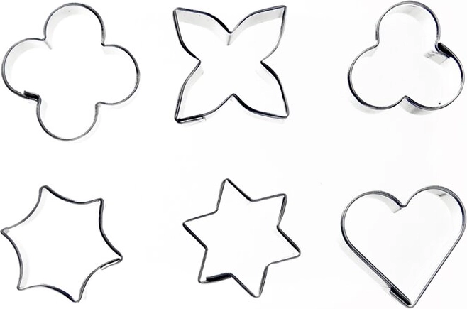 Set mini forme de decupat din inox, mix de forme, 6 buc.